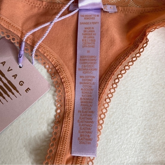 Savage x Fenty Cotton Essentials Lace-Trim Mid-Rise Thong Panty Size 3X - Picture 9 of 13